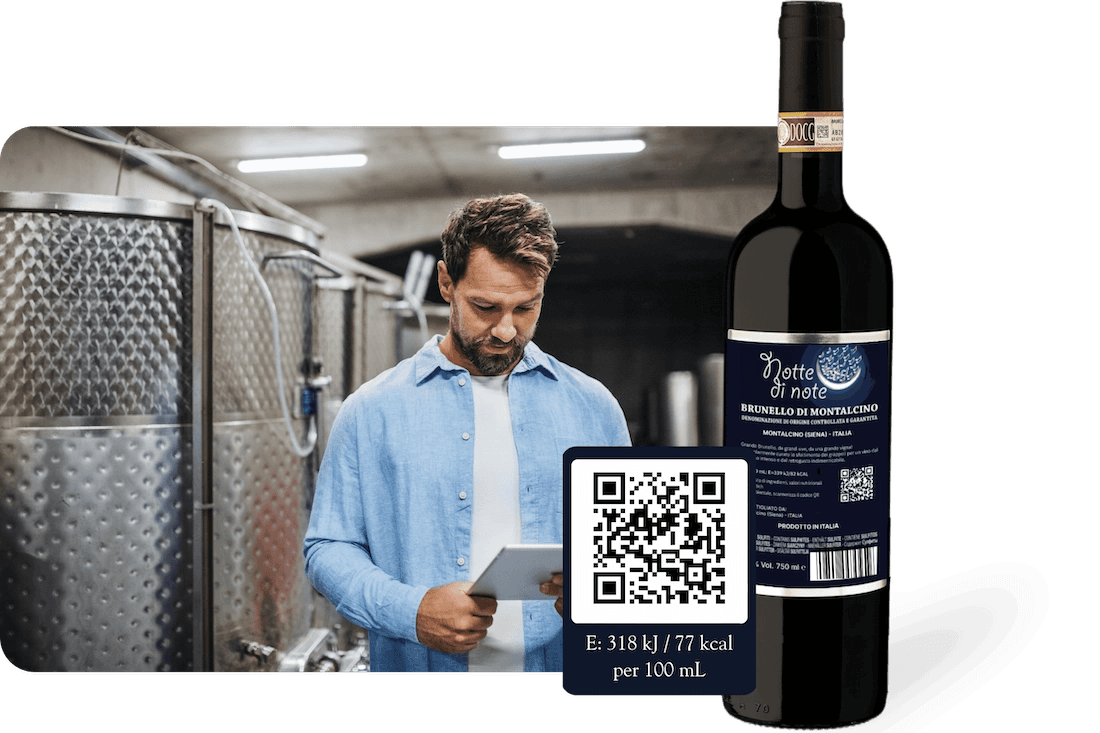 Wine bottles with EU compliant e-labels